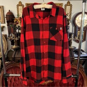 ✧ DC Red Plaid Flannel Button Down Top ✧